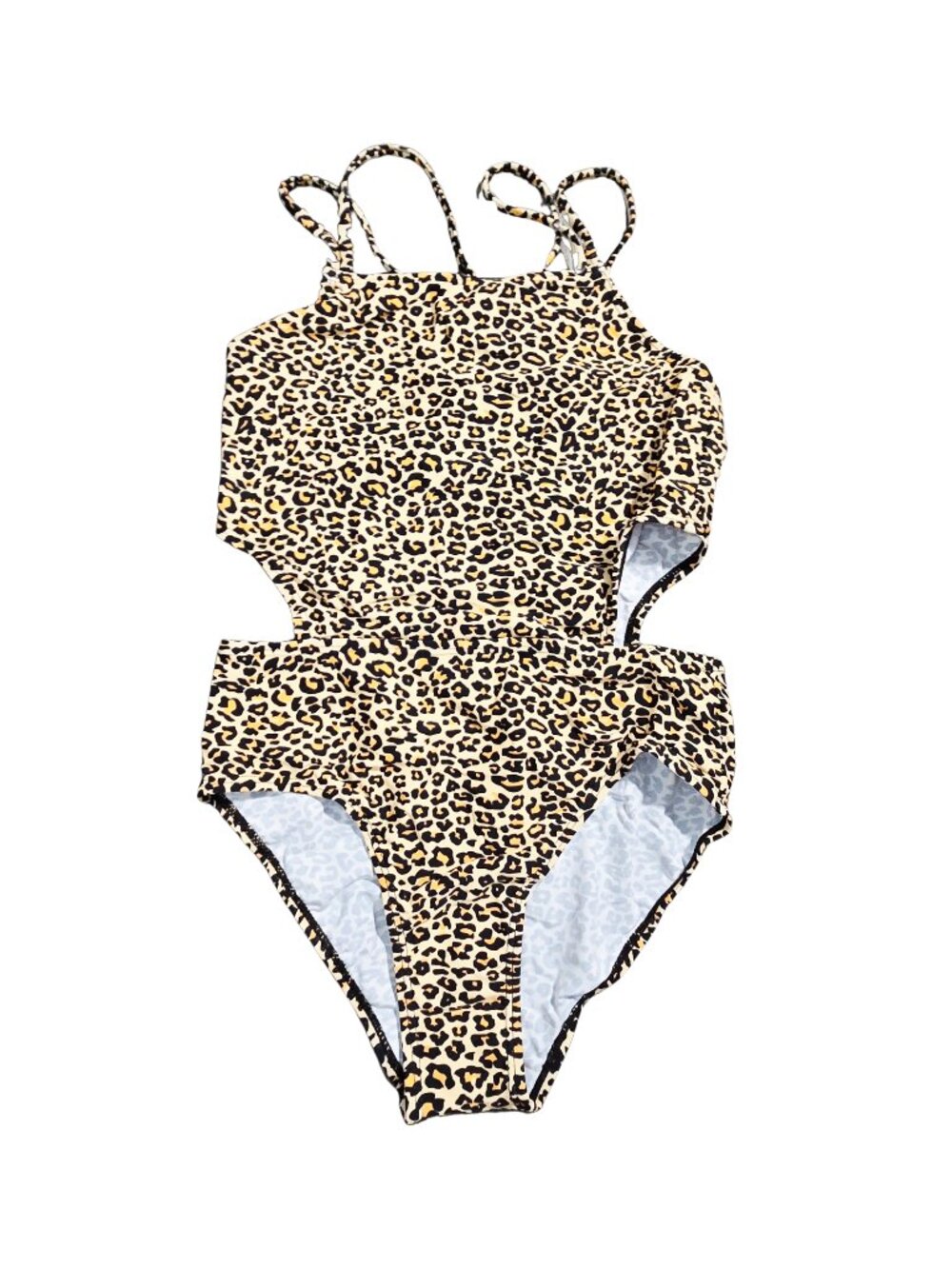 NWT | Lizens Girls Leopard Print High-Neck Cutout One Piece Swimsuit | Size 10-1